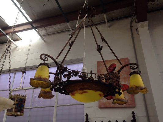 French Degue Art Glass Chandelier