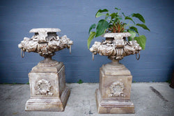Pair Late Victorian Cast Iron Urns | Antique & Vintage | Moonee Ponds Antiques | Australia Wide Delivery
