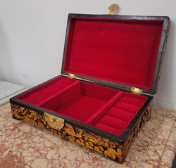 Vintage Unusual Camphor Wood Fitted Jewellery Box | Antique & Vintage | Moonee Ponds Antiques | Australia Wide Delivery