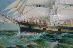 Decorative Oil On Board Painting Of A Ship In Gilt Frame | Antique & Vintage | Moonee Ponds Antiques | Australia Wide Delivery