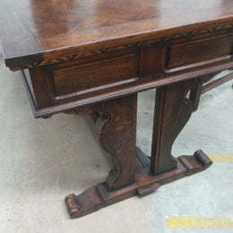 French Oak Desk With A Parquetry Top