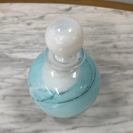 Nick Wirdnam Round White & Blue Art Glass Scent Bottle