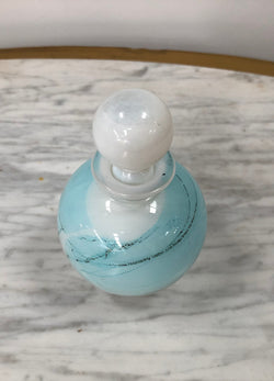 Nick Wirdnam Round White & Blue Art Glass Scent Bottle | Antique & Vintage | Moonee Ponds Antiques | Australia Wide Delivery