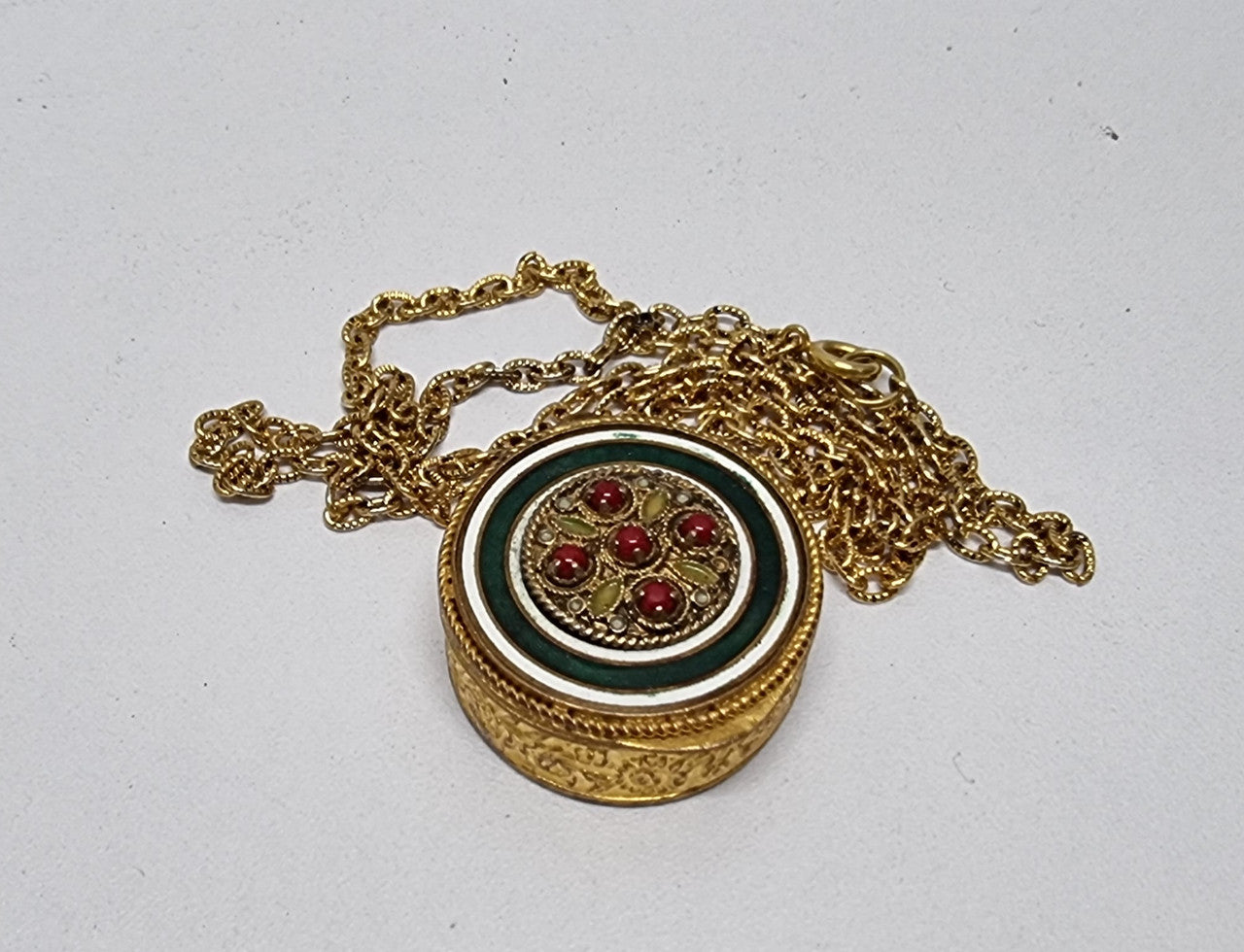 Vintage Gilt & Enamel Pill Box