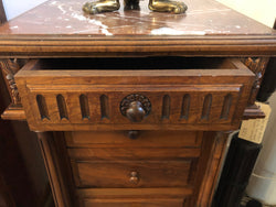 Henry II Style Walnut Inset Marble Top Single Bedside | Antique & Vintage | Moonee Ponds Antiques | Australia Wide Delivery