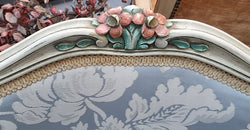 Pair of Stunning Louis XV Painted With Blue Upholstery Bergere Chairs | Antique & Vintage | Moonee Ponds Antiques | Australia Wide Delivery