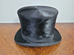 Black Silk Top Hat Manufactured by The Buzolich Family, Melbourne Between 1910 – 1927 (Now City Hatters Flinders Street) | Antique & Vintage | Moonee Ponds Antiques | Australia Wide Delivery