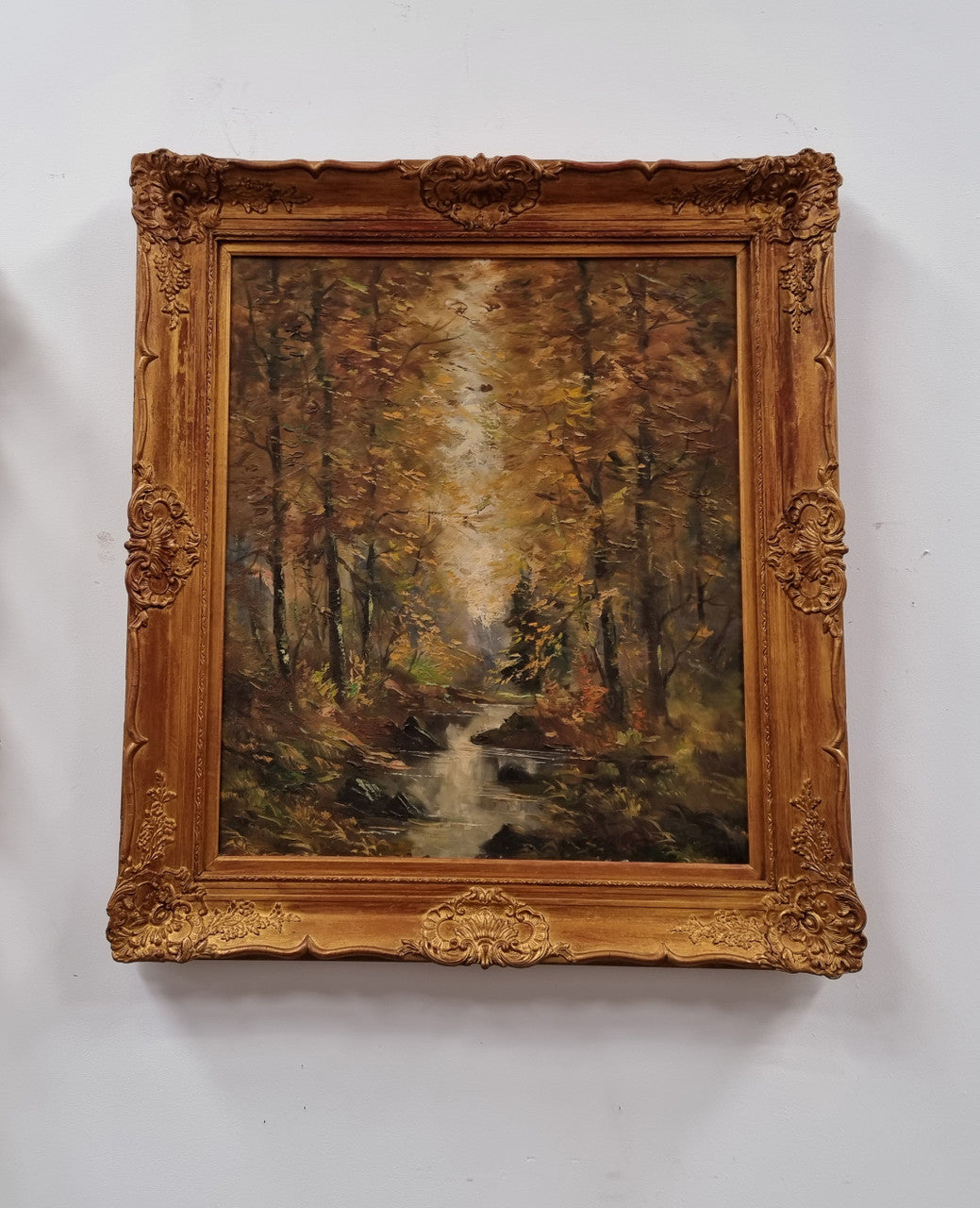 French Signed Oil On Canvas Depicting Impressionist Landscape In Gilt Frame