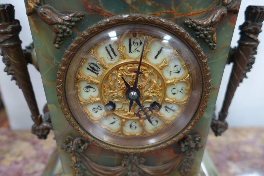 French Gilt Onyx Clock Set | Antique & Vintage | Moonee Ponds Antiques | Australia Wide Delivery