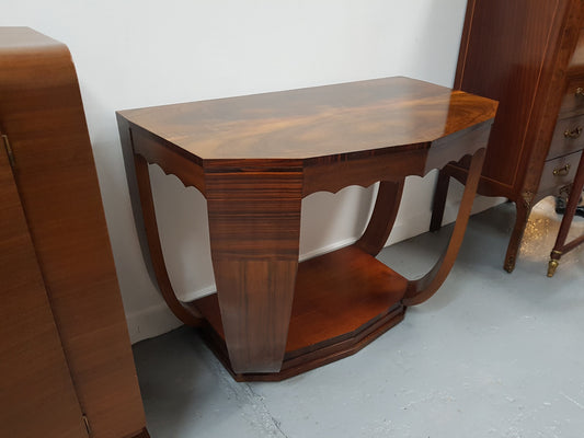Walnut Art Deco Console Table