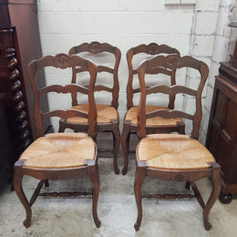 Set of Four French Oak Dining Chairs