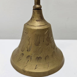 Vintage brass bell with engraved lines and markings on the insde. Please see photos as they form part of the description. In good original condition.