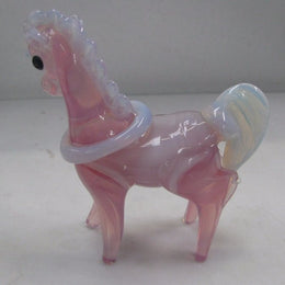 Murano Glass Horse Pink and Opalescent
