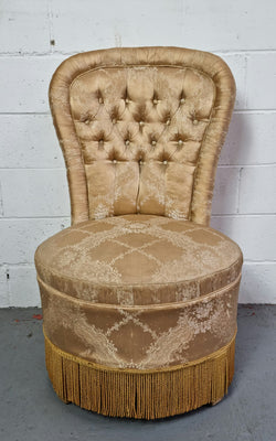 Vintage Round Upholstered Button Back Bedroom Chair | Antique & Vintage | Moonee Ponds Antiques | Australia Wide Delivery