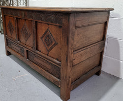 Early 19th Century Carved French Dark Oak Coffer | Antique & Vintage | Moonee Ponds Antiques | Australia Wide Delivery