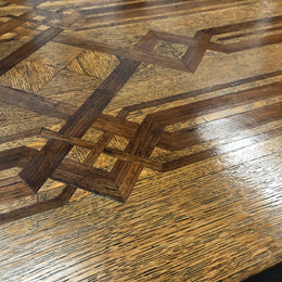 Superb Oak & Walnut 19th Century Parquetry Top Extension Table