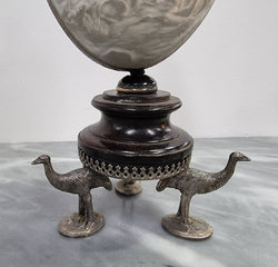 Superbly Carved Emu Egg On a Metal & Ebony Base | Antique & Vintage | Moonee Ponds Antiques | Australia Wide Delivery