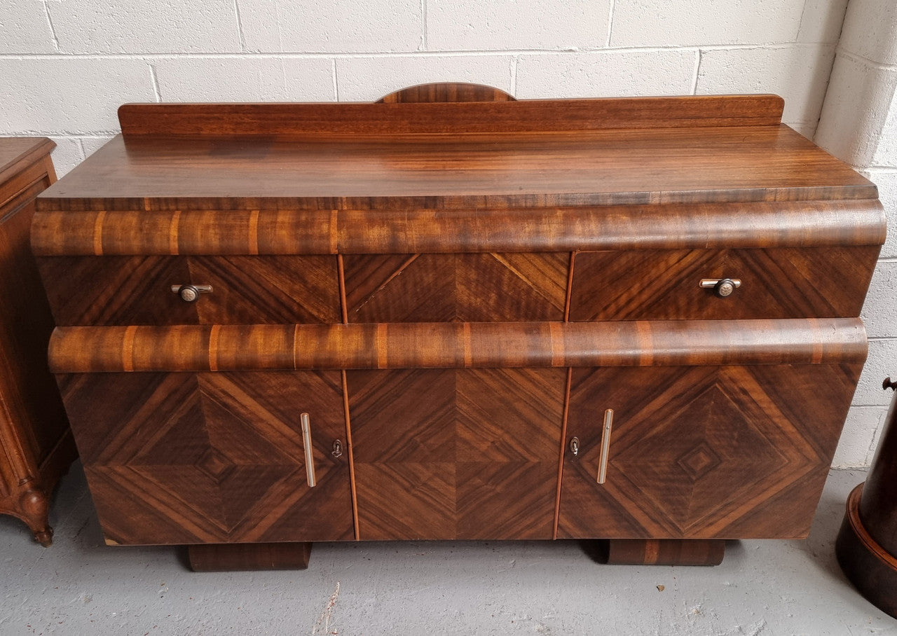 Vintage Walnut Art Deco “Waterfall” Sideboard Buffet | Antique & Vintage | Moonee Ponds Antiques | Australia Wide