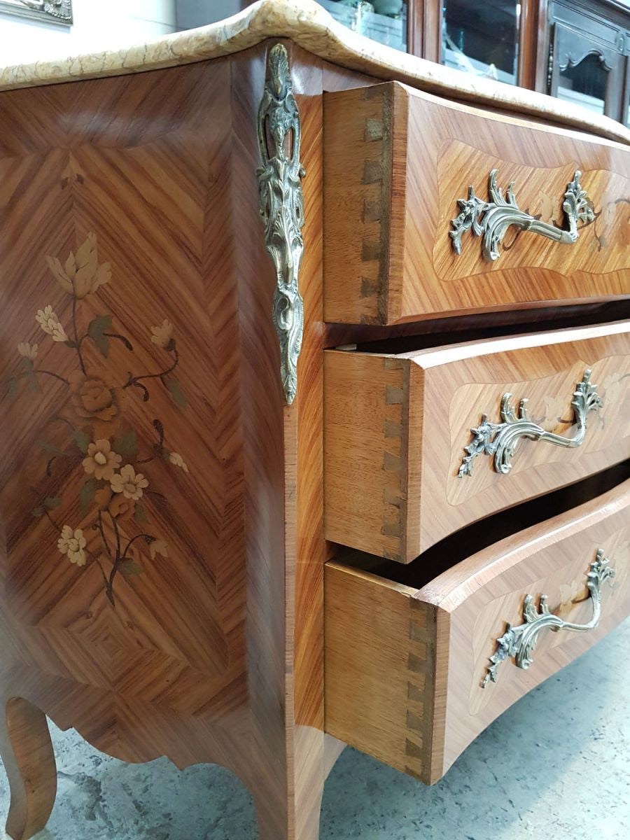 French Louis XV Marquetry inlaid Commode | Antique & Vintage | Moonee Ponds Antiques | Australia Wide Delivery