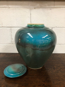Christopher Sanders Large Blue Lidded Vase | Antique & Vintage | Moonee Ponds Antiques | Australia Wide Delivery