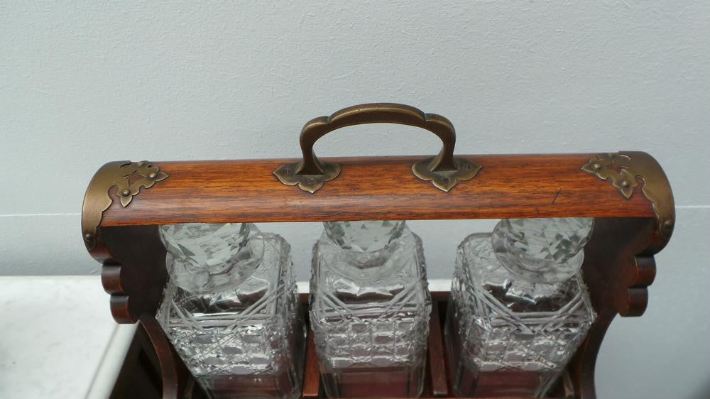 Edwardian Oak Tantalus | Antique & Vintage | Moonee Ponds Antiques | Australia Wide Delivery