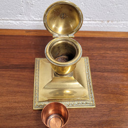 Victorian Brass inkwell pen holder in good original condition.