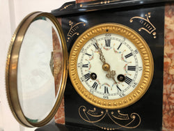 French Highly Decorative Marble Mantle Clock | Antique & Vintage | Moonee Ponds Antiques | Australia Wide Delivery