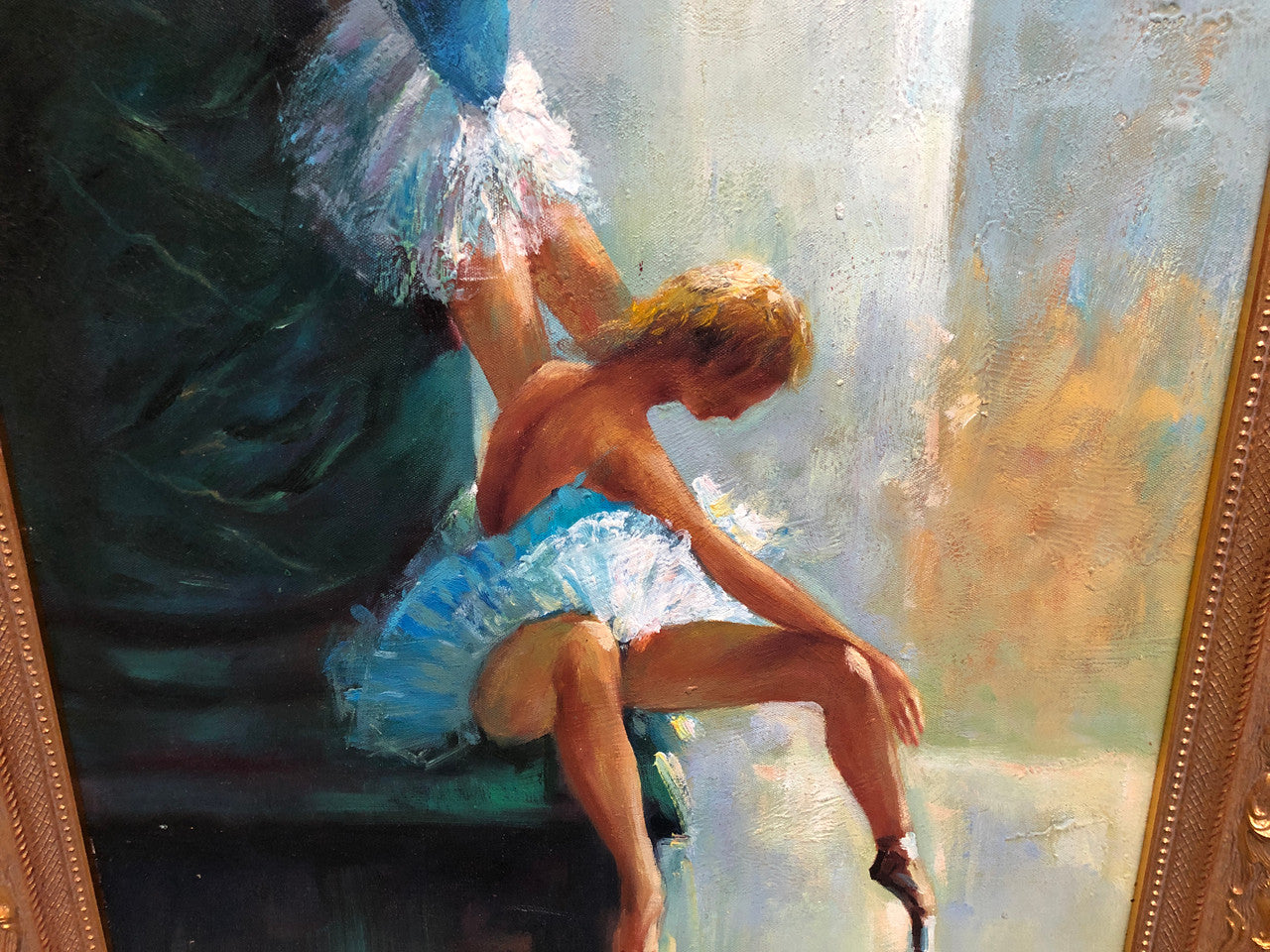 Beautifully Framed Canvas Painting of a Pair of Ballet Dancers | Antique & Vintage | Moonee Ponds Antiques | Australia Wide Delivery
