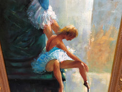 Beautifully Framed Canvas Painting of a Pair of Ballet Dancers | Antique & Vintage | Moonee Ponds Antiques | Australia Wide Delivery