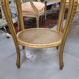 Stunning Louis XV style two tier marble topped gilt lamp/side table. It has been sourced from France and is in good original detailed condition.