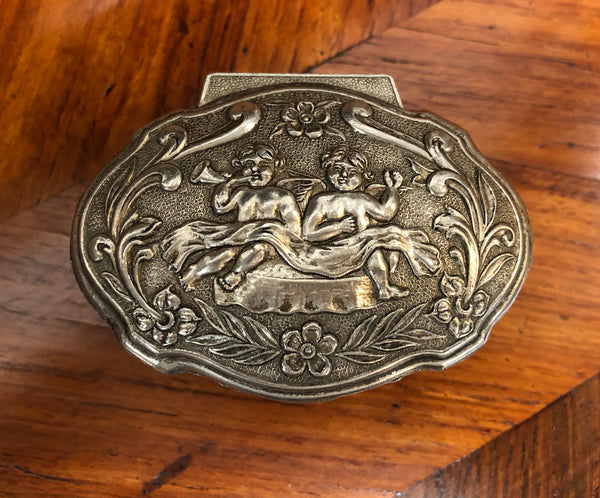 Vintage Metal Trinket Box With Cherubs