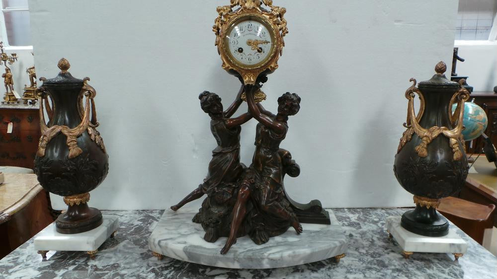 French Three Piece Clock Set | Antique & Vintage | Moonee Ponds Antiques | Australia Wide Delivery