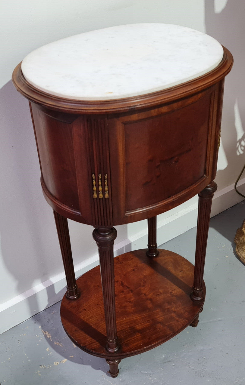 Round Louis XVI Style Mahogany Marble Top Side Table | Antique & Vintage | Moonee Ponds Antiques | Australia Wide Delivery