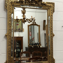 19th Century French Cushion Mirror With Acid Etched Pattern