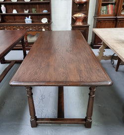 French Dark Oak Farmhouse Style Stretcher Base Dining Table | Antique & Vintage | Moonee Ponds Antiques | Australia Wide Delivery