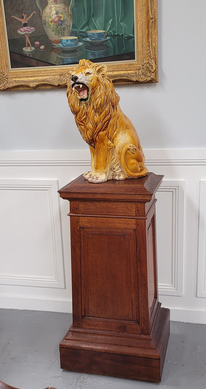 Sourced From France a large French oak pedestal. It is in good original detailed condition.