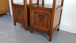 Pair Of French Oak & White Marble Top Bedsides | Antique & Vintage | Moonee Ponds Antiques | Australia Wide Delivery