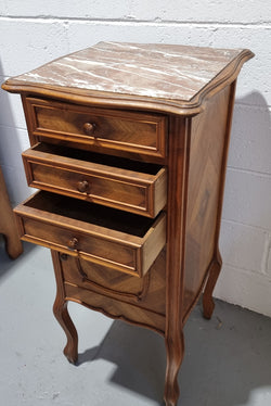 Louis XV Style Walnut Bedside-Side Cabinet With Inset Marble Top | Antique & Vintage | Moonee Ponds Antiques | Australia Wide Delivery