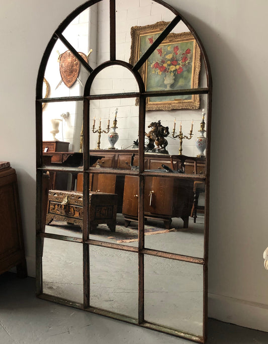 French Cast Iron Arched Garden Mirror