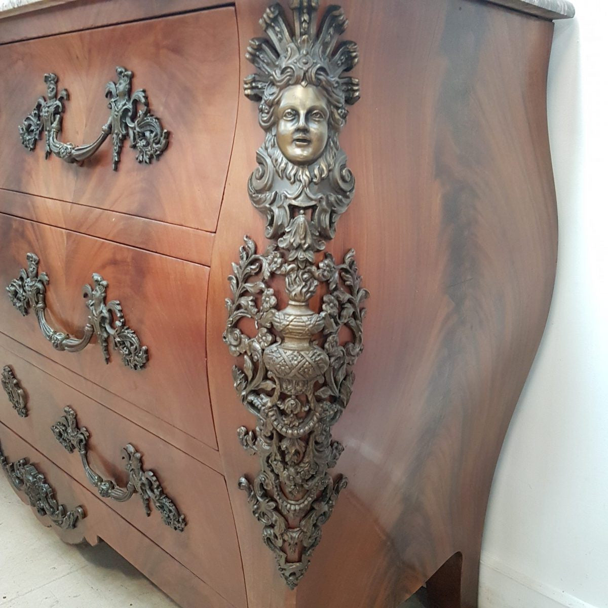 A Grand French Louis XV Style Flame Mahogany Commode | Antique & Vintage | Moonee Ponds Antiques | Australia Wide Delivery