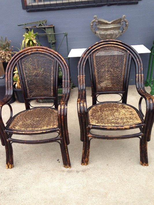 Pair Chinese Bamboo Armchairs