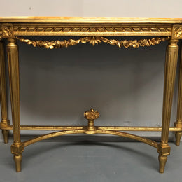 French Antique Early 19th Century Gilt & Marble Top Console Table