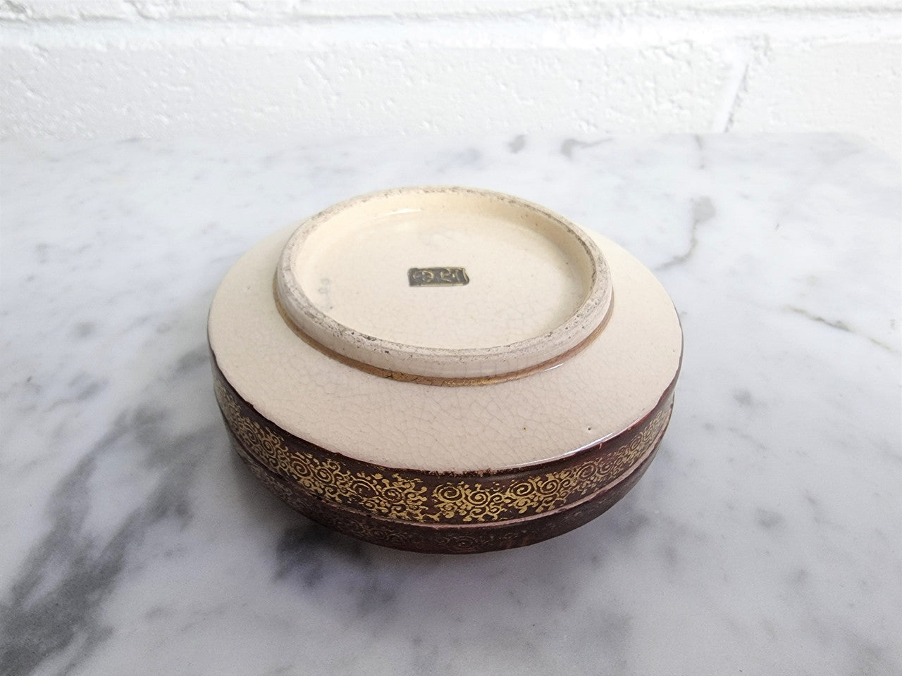 Antique Japanese Satsuma Lidded Bowl Meiji Period