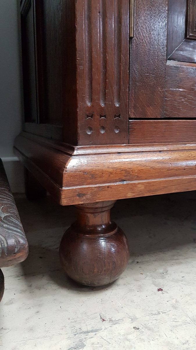 Petite French Oak Carved Two Door Cabinet