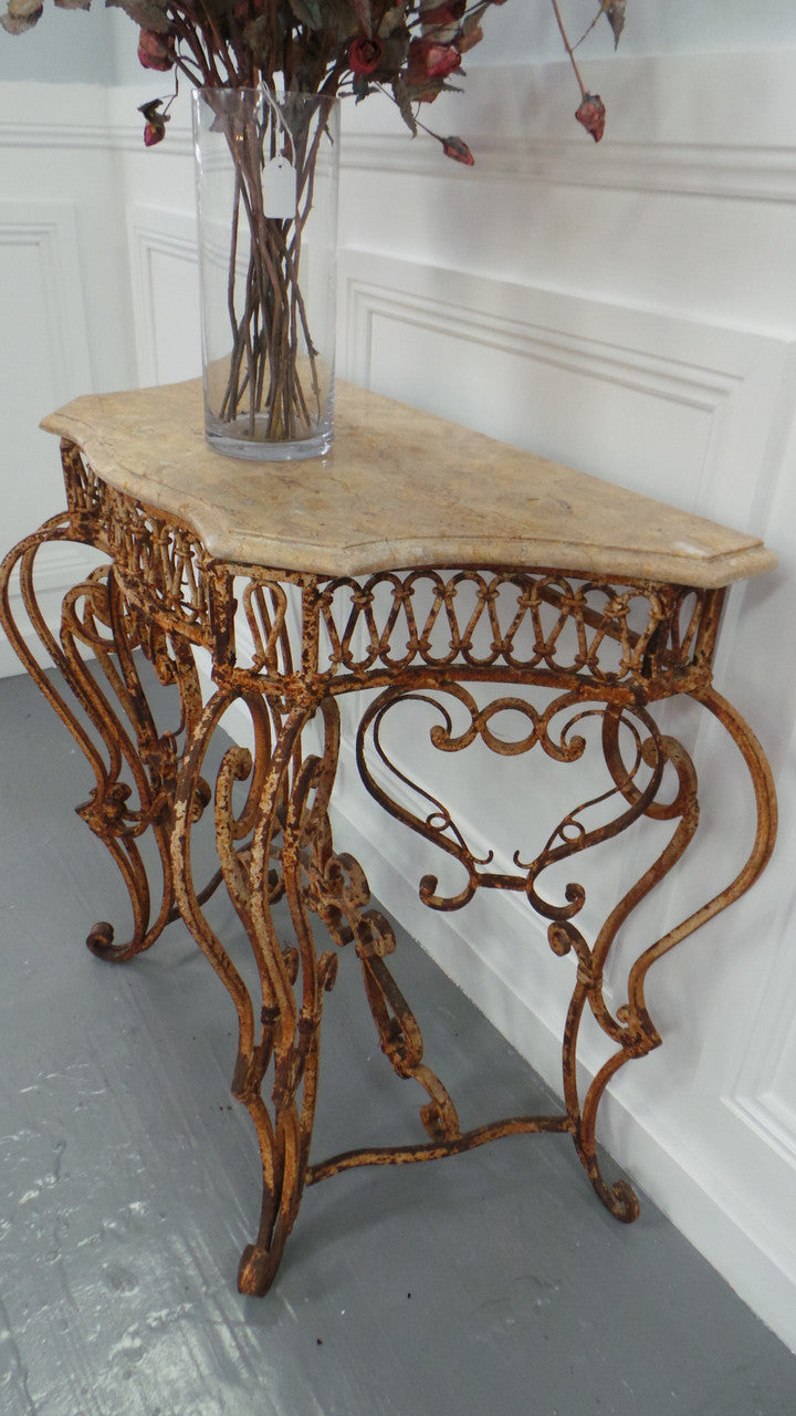 French Style Ornate Wrought Iron Marble Top Table | Antique & Vintage | Moonee Ponds Antiques | Australia Wide Delivery