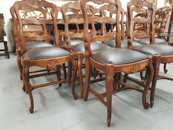 Set of 10 French Ladder Back Dining Chairs With Leather Seat | Antique & Vintage | Moonee Ponds Antiques | Australia Wide Delivery