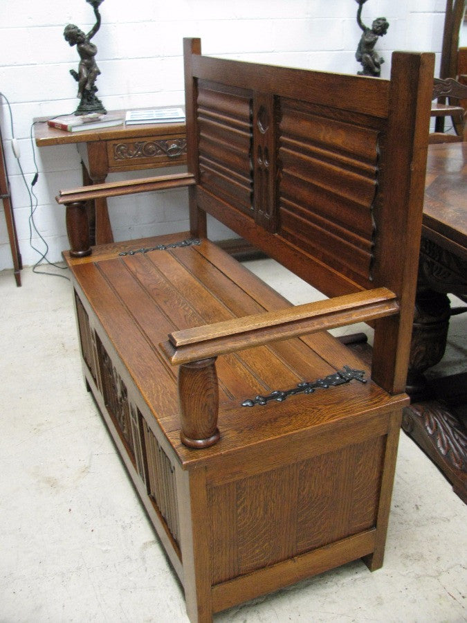 Carved French Oak Hall Seat | Antique & Vintage | Moonee Ponds Antiques | Australia Wide Delivery