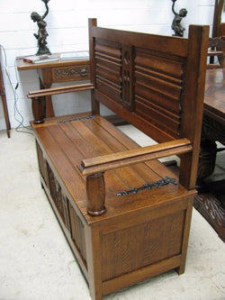 Carved French Oak Hall Seat | Antique & Vintage | Moonee Ponds Antiques | Australia Wide Delivery