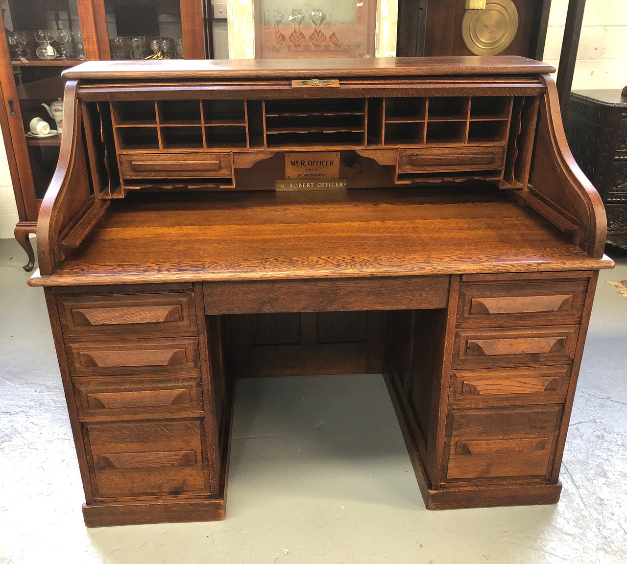 Fabulous American Oak Roll Top Desk