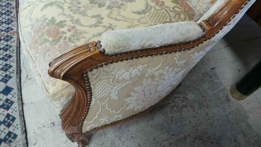 Antique Pair Of Carved Louis XV Style Upholstered FauteuilsL40 | Antique & Vintage | Moonee Ponds Antiques | Australia Wide Delivery
